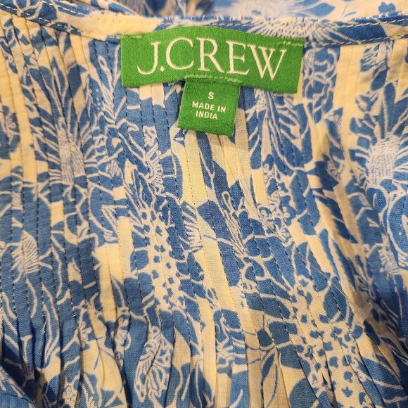 J Crew Blue Floral Halter Cross Back Cotton Voile Cover Up Mini Dress Size Small - Picture 7 of 13